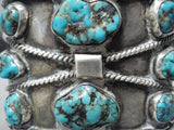 Huge Heavy Thick Vintage Native American Navajo Turquoise Sterling Silver Bracelet Old-Nativo Arts