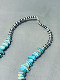 Signed Huge Double Turquoise Native American Navajo Sterling Silver Heishi Necklace-Nativo Arts