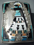 One Of The Best Ever Vintage Native American Zuni Turquoise Inlay Sterling Silver Ketoh Bracelet-Nativo Arts