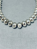 Stunning Vintage Native American Navajo Sterling Silver Bead Necklace-Nativo Arts
