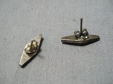 Unique Vintage Native American Navajo Royston Turqoise Sterling Silver Earrings Old-Nativo Arts
