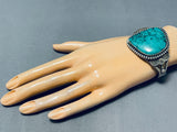 Incomparable Vintage Native American Navajo Green Spiderweb Turquoise Sterling Silver Bracelet-Nativo Arts