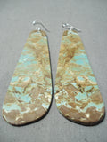Huge Incredible Native American Turquoise Sterling Silver Slab Earrings-Nativo Arts