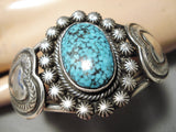 Museum Vintage Native American Navajo Heart Sterling Silver #8 Turquoise Bracelet Cuff-Nativo Arts