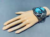 One Of The Best Vintage Native American Navajo Blue Diamond Turquoise Sterling Silver Bracelet-Nativo Arts