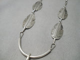 Detailed Intricate!! Hand Carved Native American Navajo Sterling Silver Feather Genius Necklace-Nativo Arts