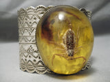 Ultra Rare Native American Scorpion Amber Sterling Silver Bracelet Huge-Nativo Arts