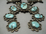 Huge Vintage Native American Navajo Turquoise Sterling Silver Squash Blossom Necklace Old-Nativo Arts