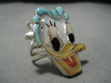 Important Daisy Duck Zuni Native American Turquoise Sterling Silver Disney Ring-Nativo Arts