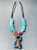 One Of The Most Unique Vintage Native American Navajo Turquoise Sterling Silver Necklace-Nativo Arts