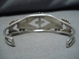 Important Earlier Vintage Native American Zuni Dishta Turquoise Sterling Silver Bracelet Old-Nativo Arts