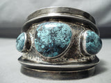 Monster Vintage Native American Navajo Blue Warrior Turquoise Sterling Silver Bracelet Old-Nativo Arts