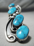 One Of The Biggest Native American Navajo Carico Lake Turquoise Sterling Silver Ring-Nativo Arts