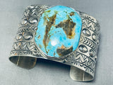 Wide Rare Easter Blue Turquoise Native American Sterling Silver Bracelet-Nativo Arts