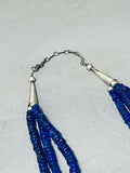 One Of The Best Native American Navajo Lapis Sterling Silver Hand Tooled Necklace-Nativo Arts