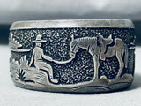 Authentic Thomas Singer Vintage Native American Navajo Detailed Sterling Silver Bracelet-Nativo Arts