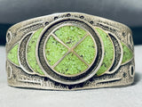 Best Native American Navajo Very Rare Gaspeite Sterling Silver Inlay Bracelet-Nativo Arts