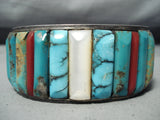 Bobby Begay 1975 Vintage Native American Navajo Turquoise Sterling Silver Inlay Bracelet Old-Nativo Arts