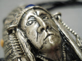 Amazing Chief Navajo Sterling Silver Native American Sugulite Bolo Tie-Nativo Arts