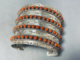 One Of The Best Native American Zuni Coral Sterling Silver Bracelet-Nativo Arts