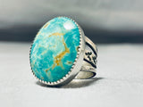 Stunning Native American Navajo Signed Huge Royston Turquoise Sterling Silver Ring-Nativo Arts
