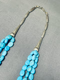 Breathtaking Vintage Native American Navajo Blue Gem Turquoise Sterling Silver Necklace-Nativo Arts