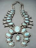 Best Vintage #8 Turquoise Native American Navajo Sterling Silver Squash Blossom Necklace Old-Nativo Arts