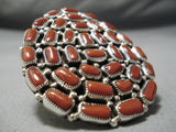 One Of The Biggest Ever Navajo Coral Sterling Silver Native American Ring-Nativo Arts