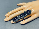 One Of A Kind Native American Navajo Black Onyx Sterling Silver Ring-Nativo Arts