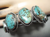 Incredible Vintage Native American Navajo Morenci Turquoise Sterling Silver Bracelet Old-Nativo Arts