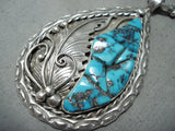 Exquisite Vintage Native American Navajo Morenci Turquoise Sterling Silver Necklace-Nativo Arts