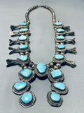 Womens Vintage Native American Navajo Turquoise Sterling Silver Squash Blossom Necklace-Nativo Arts