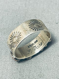 Cute Native American Navajo Domed Coral Sterling Silver Stamped Ring-Nativo Arts