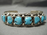 Rare Marie Thompson Vintage Native American Navajo Blue Turquoise Sterling Silver Bracelet-Nativo Arts