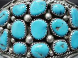 Intense Vintage Native American Navajo Blue Gem Turquoise Sterling Silver Bracelet-Nativo Arts
