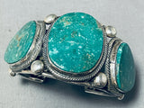 Signed 122 Gram Native American Navajo Gilbert Turquoise Sterling Silver Bracelet-Nativo Arts