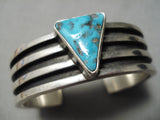 Deep Channels Vintage Native American Navajo Turquoise Sterling Silver Bracelet Old-Nativo Arts