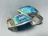 Important Vintage Native American Navajo Opal Sterling Silver Geomtric Bracelet-Nativo Arts