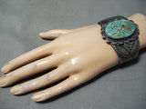 Colossal Early Vintage Native American Navajo #8 Turquoise Sterling Silver Bracelet-Nativo Arts