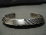 Hand Tooled Thicker Heavy Vintage Native American Navajo Sterling Silver Bracelet-Nativo Arts