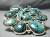 One Of The Biggest Native American Navajo Smokey Bisbee Turquoise Sterling Silver Ring-Nativo Arts