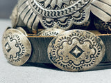 Unbelievable Hand Tooled Vintage Native American Navajo Sterling Silver Concho Belt-Nativo Arts