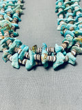 Native American Impressive Vintage Santo Domingo Kingman Turquoise Sterling Silver Necklace-Nativo Arts