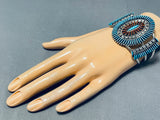 Breathtaking Native American Zuni Signed Ed Cooyate Turquoise Sterling Silver Bracelet-Nativo Arts