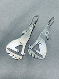 Fabulous Vintage Navajo/ Mexican Sterling Silver Coyote Earrings-Nativo Arts