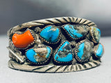 Native American One Of The Best Ever Chunky Morenci Turquosie Coral Sterling Silver Bracelet-Nativo Arts
