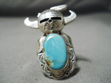 Striking Vintage Native American Navajo Old Kingman Sterling Silver Kachina Ring-Nativo Arts