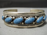 Rare Roy Begay Vintage Native American Navajo Slanted Lapis Sterling Silver Bracelet-Nativo Arts