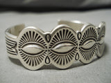 Amazing Vintage Native American Navajo Nez Sunbursting Sterling Silver Bracelet Cuff-Nativo Arts