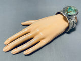 Heavy 100 Gram Native American Navajo Royston Turquoise Sterling Silver Bracelet-Nativo Arts